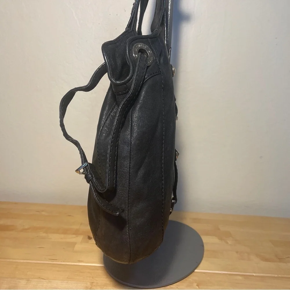Vintage Michele 2009 Black Leather Hobo Bag Slouchy Y2K Shoulder Bag